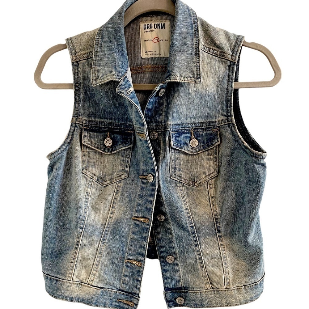 WESTERN Style Denim Vest Faded Blue Small